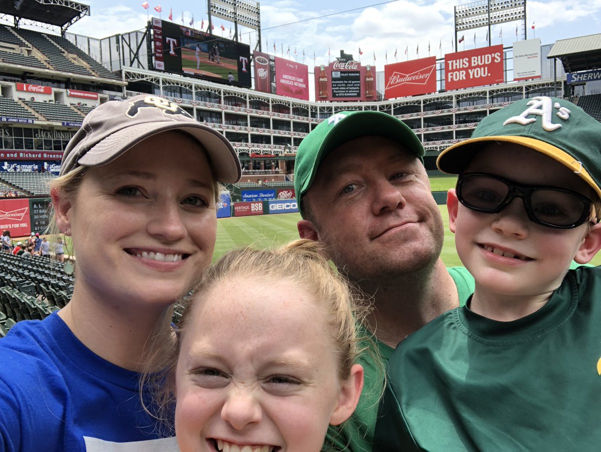 #MatsSummerSelfie My Favorite Thing! Rangers Baseball! How did those A’s fans get in here?!