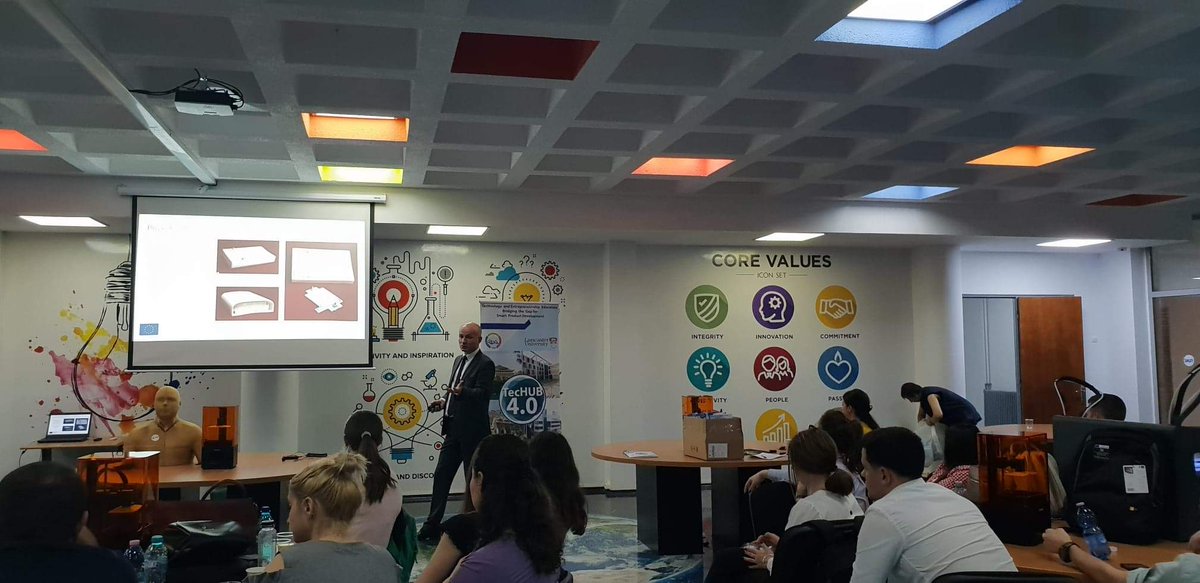 AllanEWRennie's tweet photo. What a busy week just passed. Great ending on Friday with Prof Doicin from #UPB presenting the work of @LancsUniLPDU @LancsUniEng at the TecHUB4.0 @0Techub #AdditiveManufacturing #dissemination event in Bucharest, to 150+ attendees. #CaseStudies #3DPrinting #Industry4 https://t.co/FJ5PyWhCdF