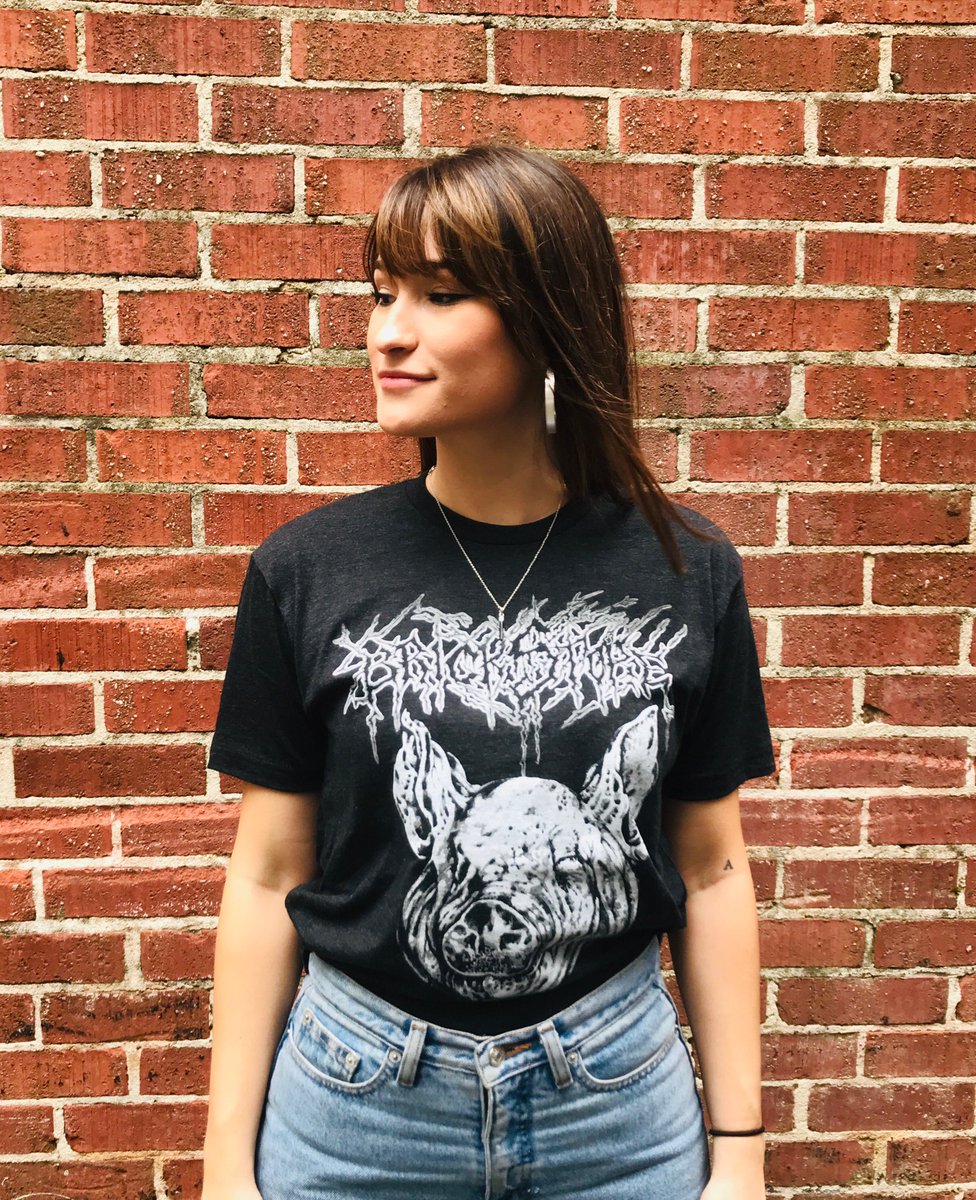 brickstorepub's tweet photo. Back by popular demand! Get your very own Brick Store shirt designed by our chef, Rian Tittle! 🤘 #metal #shirt #pighead #BrickStore #brickstorefam #swag https://t.co/VCLdH8qf7U