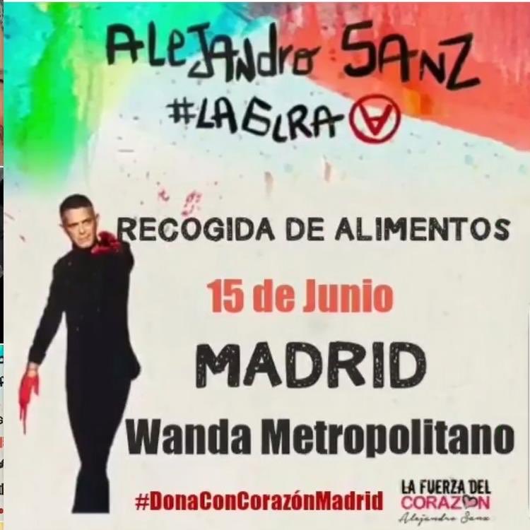 ¿Quieres una de las 10 camisetas de #LaGira firmadas por <a href="/AlejandroSanz/">Alejandro Sanz</a> ? Si eres 1 de los 10.000 primeros kilos donados en mesas de <a href="/bancoalimadrid/">BancoAlimentosMadrid</a> el 15/6 en el Wanda Metropolitano(Madrid)
Podrás conseguirlas 💫
#DonaConCorazónMadrid
#YoVoyConMiKilo
