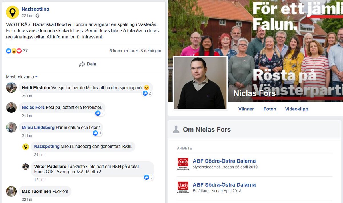 Antidemokrat3's tweet photo. Ordförande i ABF Dalarna stödjer antidemokratiska #nazispotting och dess åsiktsregistrering. Någon som kan knacka på hemma hos Niclas och få en intervju? https://t.co/2rfttOmFfw