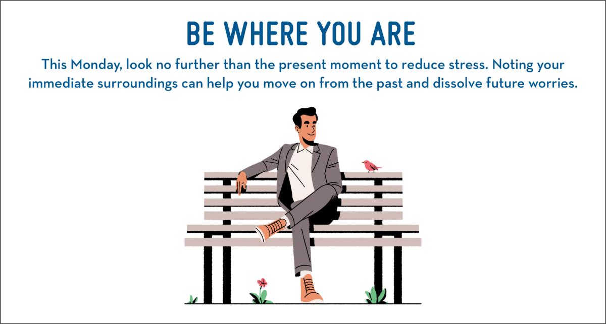 StampStigma's tweet photo. To prepare for the workweek, try to remember to stay in the present! Being fully present in the moment is a simple, effective way to reduce stress because it stops you from reacting to or feeling overwhelmed by distractions and pressure. 💚 #DeStressMonday #mentalhealth https://t.co/JVU4qlnG8K