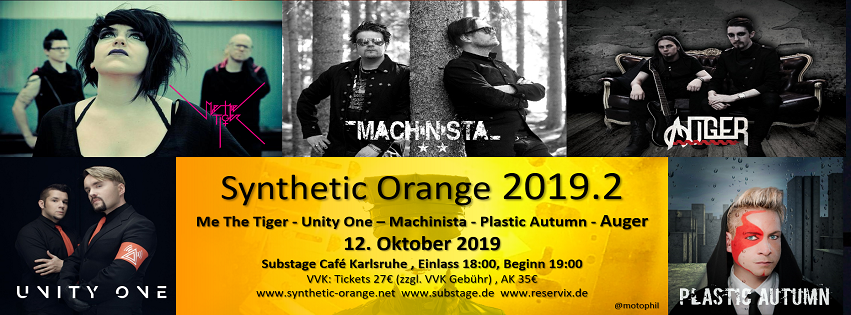 AugerOfficial's tweet photo. #Auger have a new date in #Germany! On Sat 12th Oct 2019, we will play the next edition of #SyntheticOrange, which takes place at the excellent @SUBSTAGE_KA #Karlsruhe (DE) w/ @methetiger @unityoneband  @machinistamusic @Plasticautumn #TeamAuger #FromNowOnI #Electronica #DarkRock https://t.co/b3mIEGx5ij
