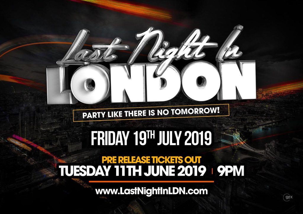 ThePlayHousePR's tweet photo. After A Series Of Successful #LastNightInLEI Events We Are Back In...LONDON For The Summer ππ
#LastNightInLDN is BACK ππΎπ₯
Set your Alarms, Clocks, partners etc... β°
TICKETS GO ON SALE 9PM on TUESDAY 11th JUNE π―π¨β
πͺhttps://t.co/bhVeXkHLmY
@PartyHardUK_ @TNRLondon https://t.co/2SAh4XYaQ0
