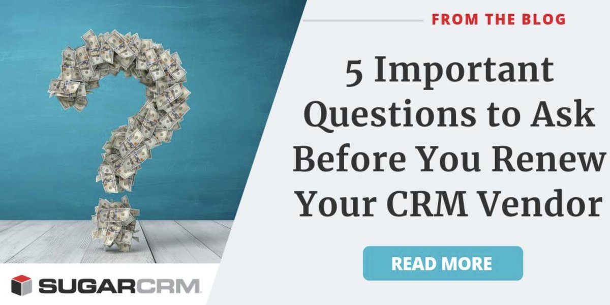 SugarCRM's tweet image. Has your #CRM solution helped you expand sales, know your customers better and run more effective marketing campaigns? It&apos;s a good idea to check in with your legacy CRM vendor to assess whether they&apos;re offering what you actually need: bit.ly/2vsmwrw #DigTrans