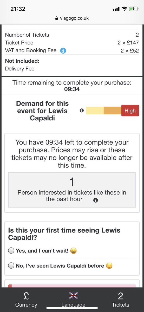 1/2 Makes me so angry &amp; frustrated that people out there are allowed to charge this amount of money for resale tickets to see a concert when it quite openly tells you underneath the face values of each ticket was £20!