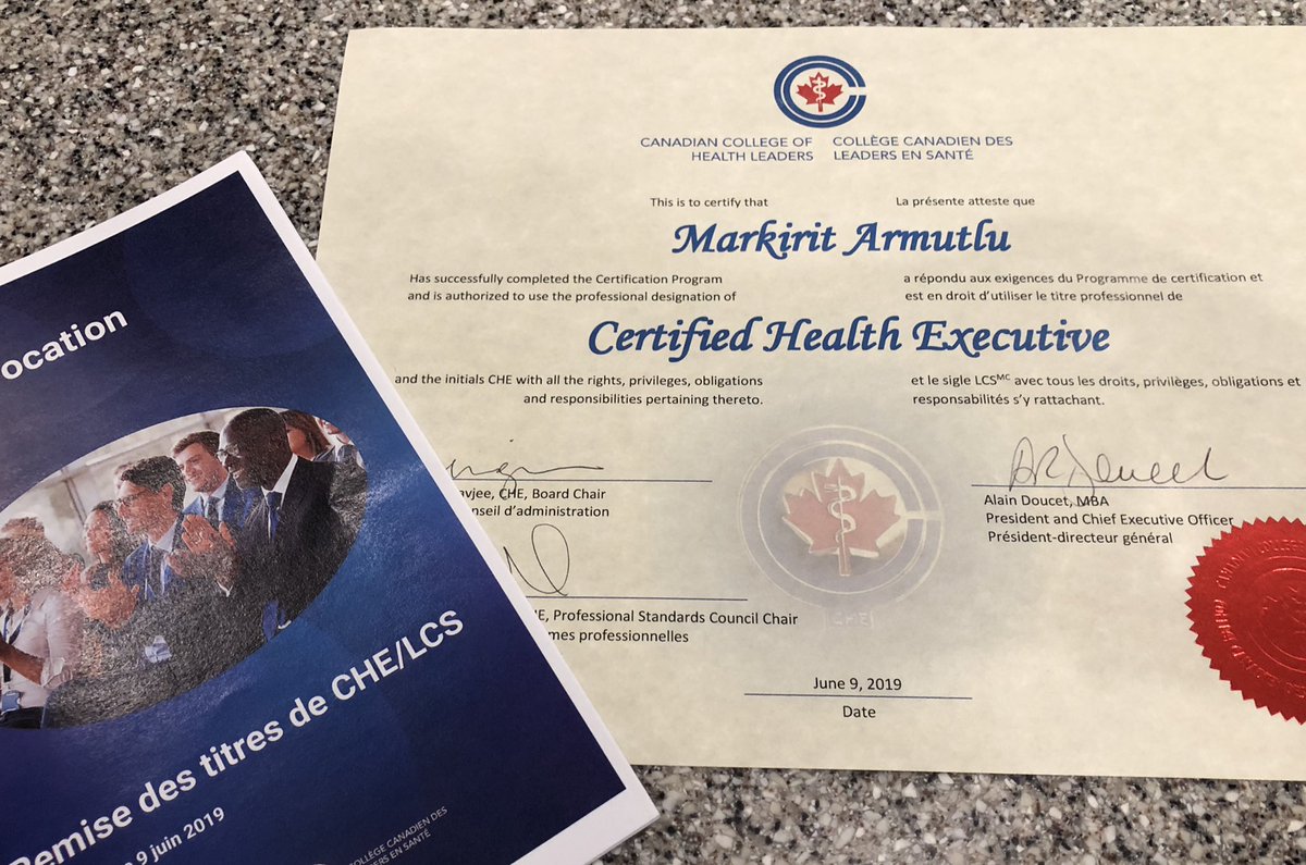 It is official - I am formally a CHE! Thank you <a href="/CCHL_CCLS/">CCHL - CCLS</a> <a href="/CCHL_Eastern_ON/">CCHL Eastern Ontario</a> <a href="/Patient_Safety/">Journey to Zero Harm</a> Great start to the @NHLC2019 !