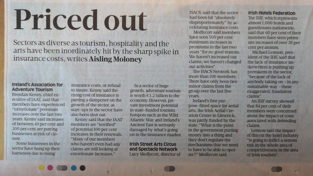 IAAT_ie's tweet photo. Thank you to @sundaybusiness for covering the insurance crisis, including @IAAT_ie and the impact on our sector #InsuranceReform #AdventureTourism https://t.co/wmWfrUzzqF