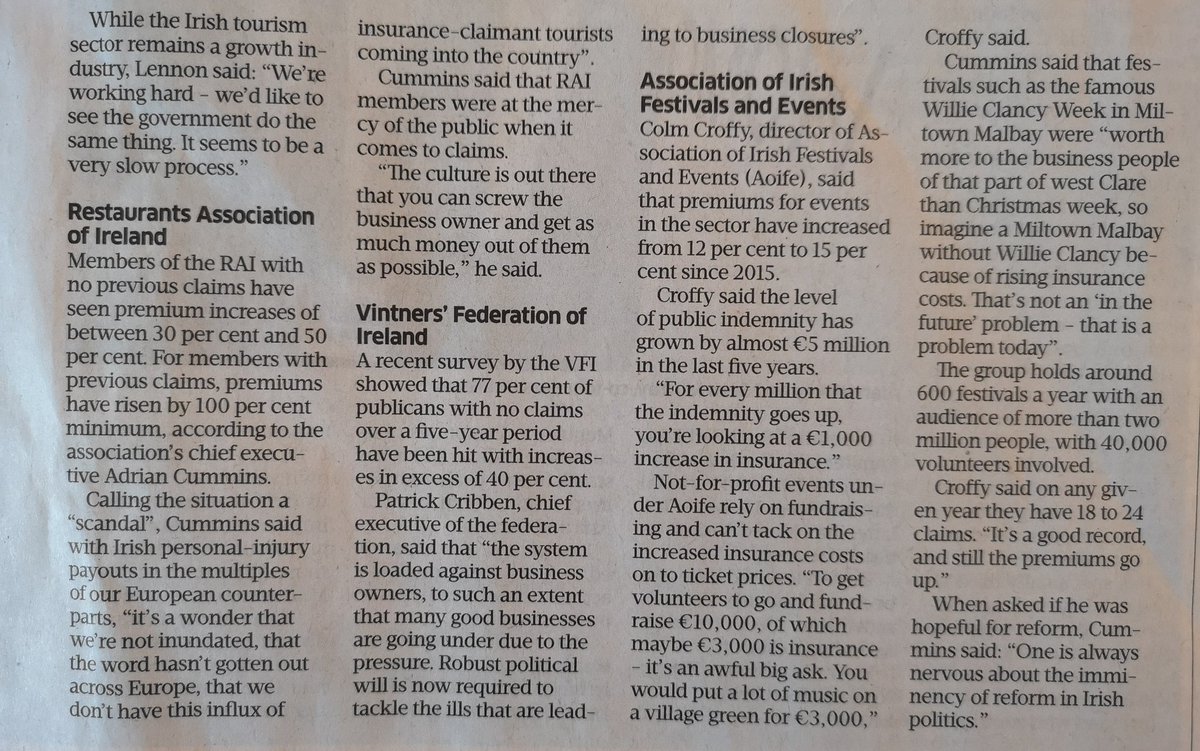 IAAT_ie's tweet photo. Thank you to @sundaybusiness for covering the insurance crisis, including @IAAT_ie and the impact on our sector #InsuranceReform #AdventureTourism https://t.co/wmWfrUzzqF