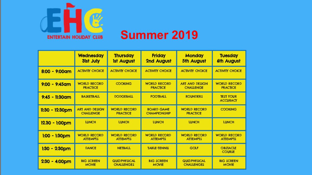 EntertainHCLUB's tweet photo. Timetable for the Summer 😃 https://t.co/l5RhtaJogF