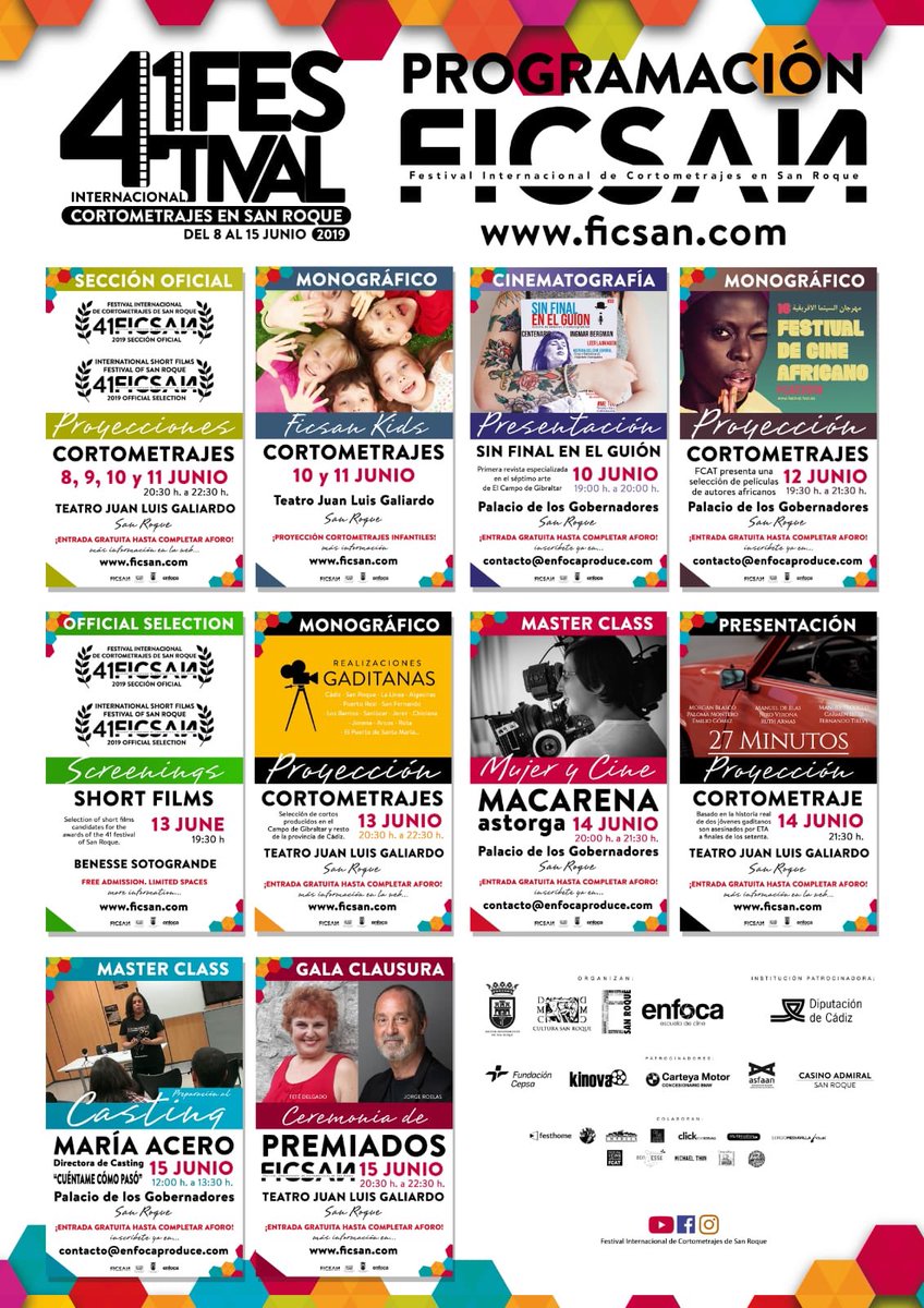 FICSANFEST's tweet photo. Programación 41 FICSAN 2019. Del 8 al 15 de junio. https://t.co/kXs9wwSXJ0 https://t.co/D5V49RFg7N
