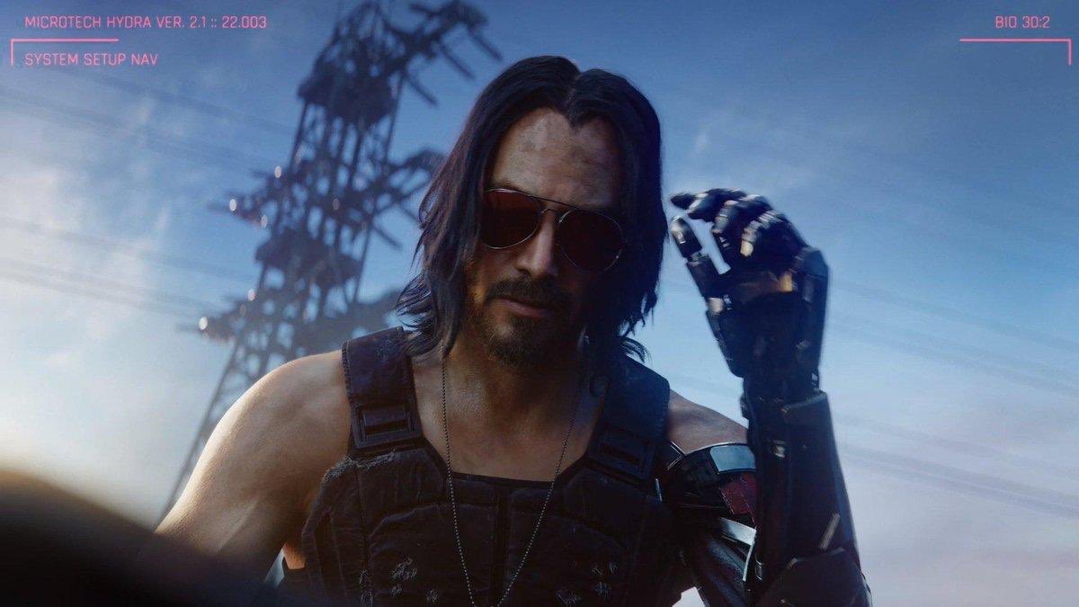 nerdist's tweet photo. #Cyberpunk2077 reveals an April 2020 release date and #KeanuReeves in a brand new #E3 trailer: https://t.co/zkMvtWJ0wZ #XboxE3 https://t.co/kCypzDW1ss