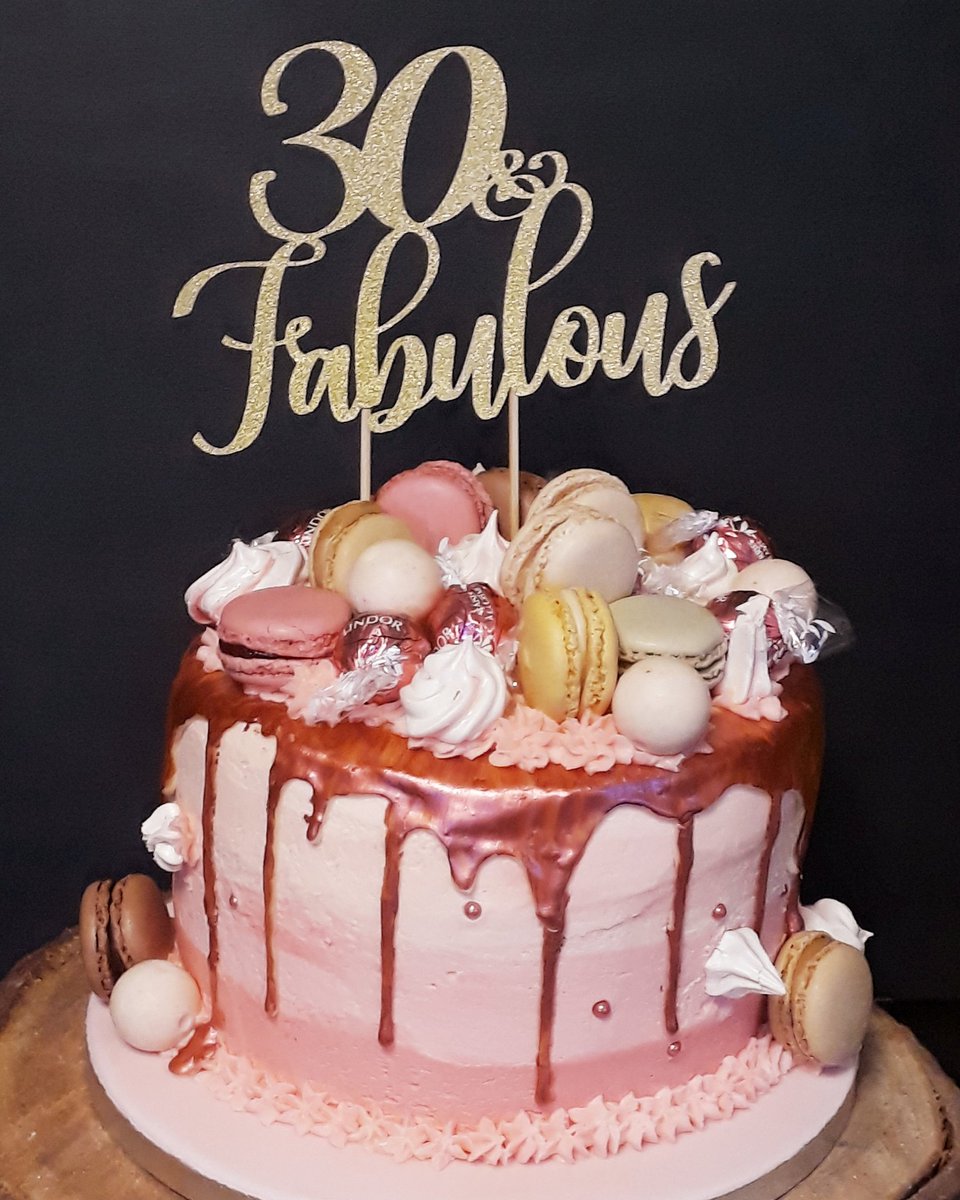 CakesPontypool's tweet photo. A special 30th birthday ombre drip-cake for Victoria, with french macarons, Lindor chocolates and meringue swirls. https://t.co/66GNcsscOZ