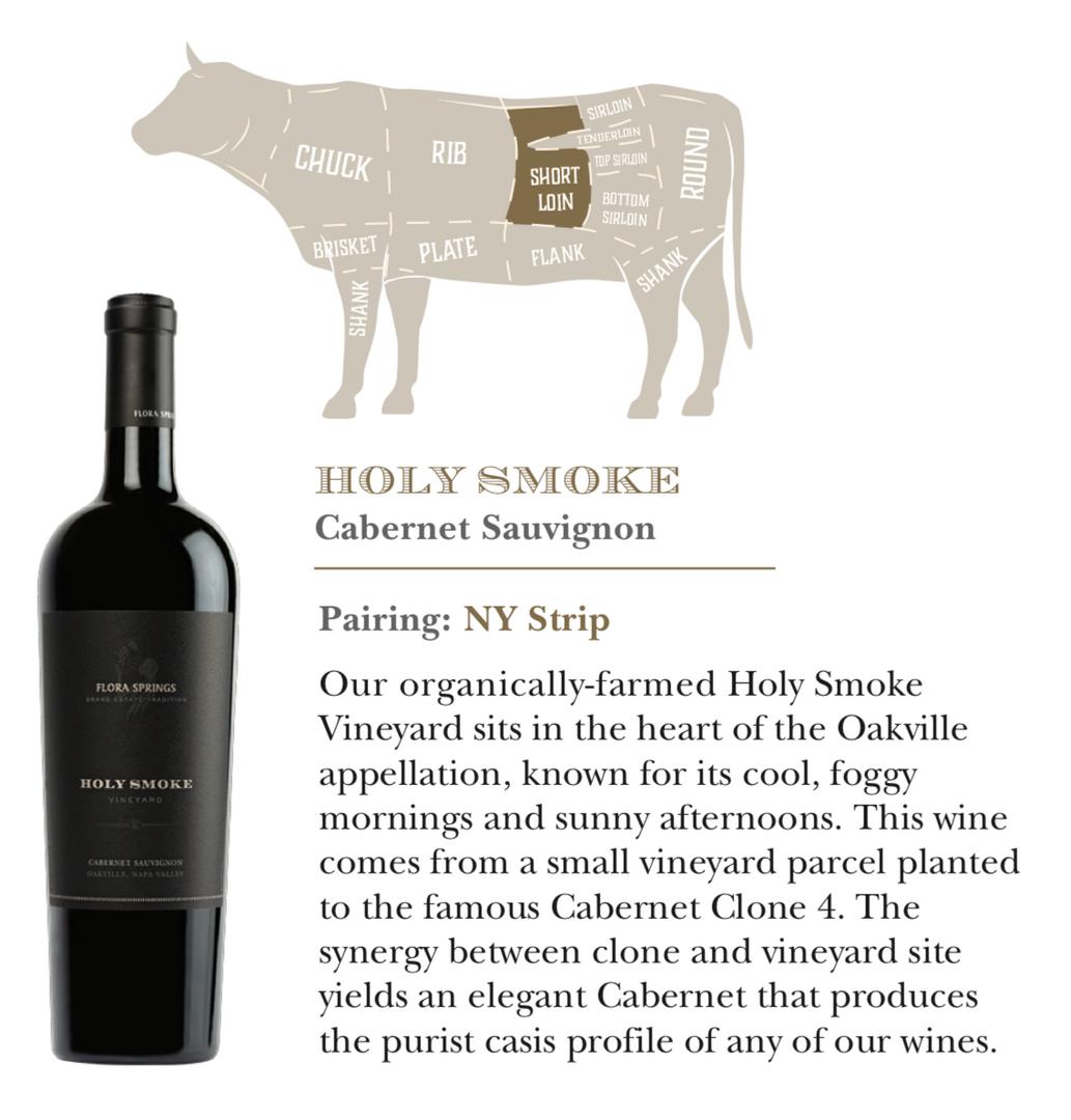Our Single Vineyard Cabernet + beef pairing recommendations continue, straight from John Komes himself. Our Holy Smoke Single Vineyard Cab pairs perfectly with New York Strip Steak. Read more: florasprings.com/create-your-ow…