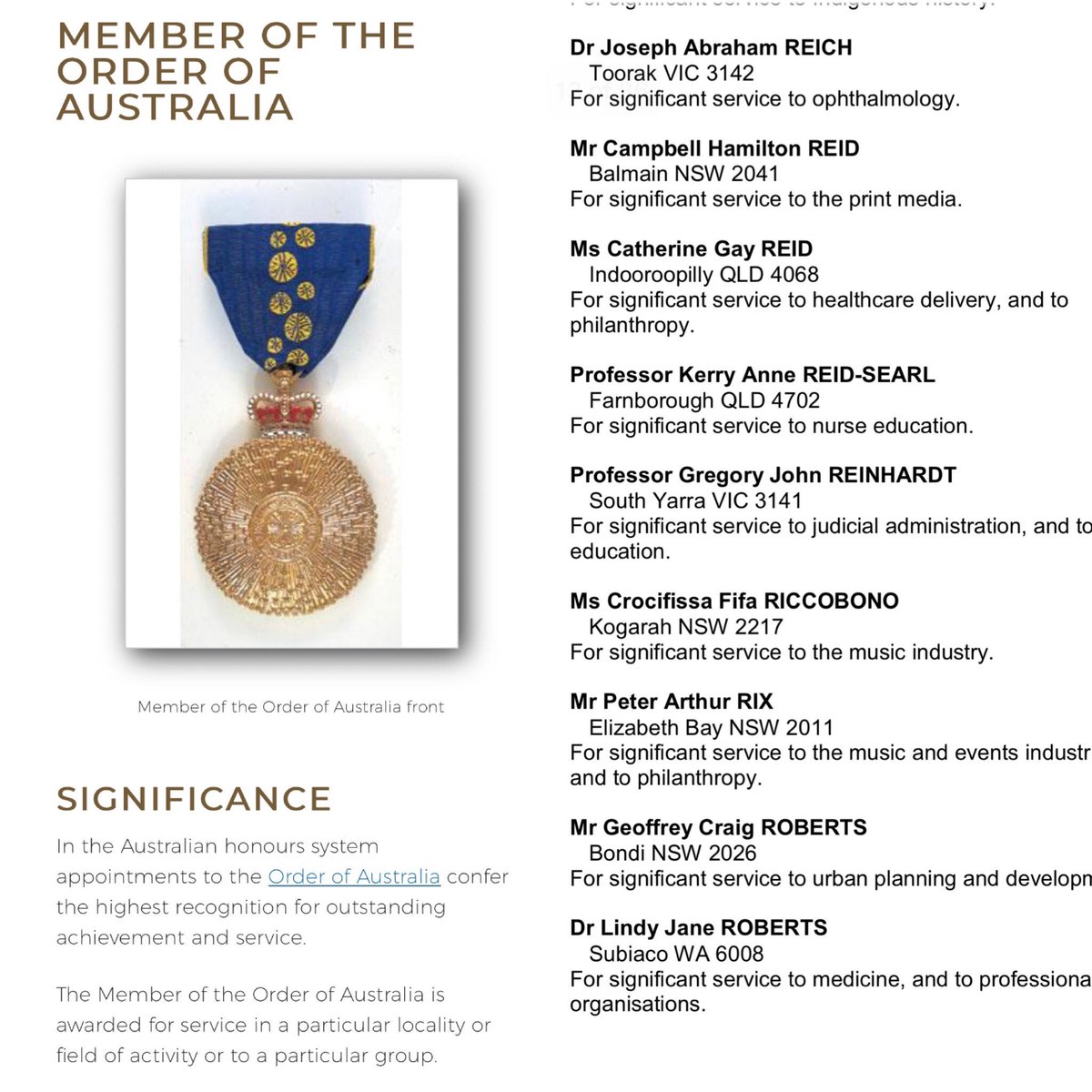 So proud of the most inspiring wife, mother, business partner and best friend who today became <a href="/cathiereid/">Cathie Reid AM</a> AM in the Queens Birthday Honours for services to healthcare and philanthropy. How Iconic &amp; Epic Good #loveyourwork🎖