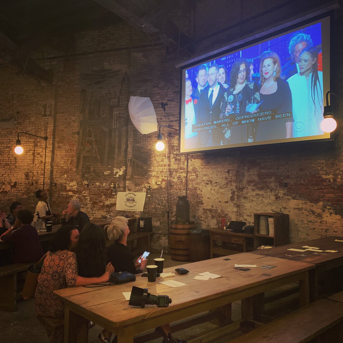 Thank you to all the collaborators here in NYC, at our satellite parties, &amp; online who joined us at the #CollaboratorParty! And thank you to our sponsors <a href="/shure/">Shure</a> and <a href="/usitt/">USITT</a> for making it possible! #IAmACollaborator #TonyAwards