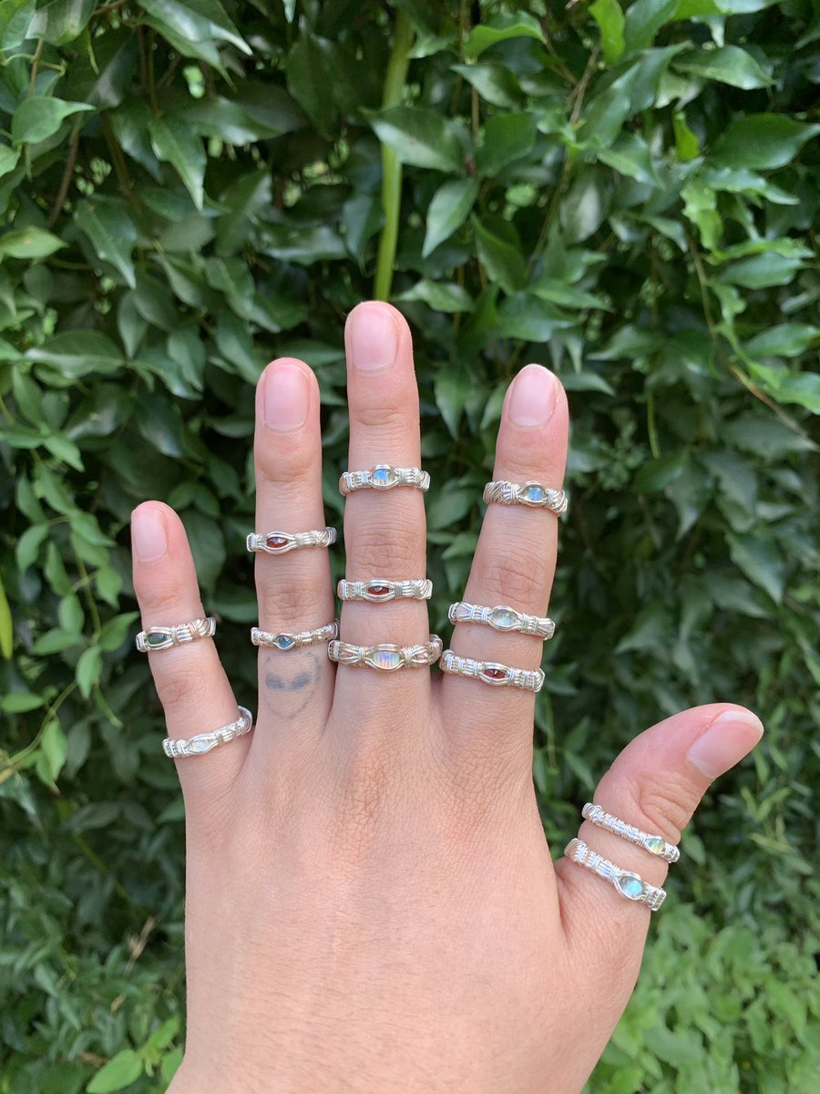 NNYLEEMYAR's tweet photo. Hey lovelies, I have some cute adjustable rings looking for forever homes! 
🌸They range from 18-22$ including shipping
I’ve got garnet!labradorite!moonstone! Opal! I also have a couple stones for customs if anyone is interested
Please rt for support❤️ inspired by @funkykittyart https://t.co/GB0Jf5mTUO