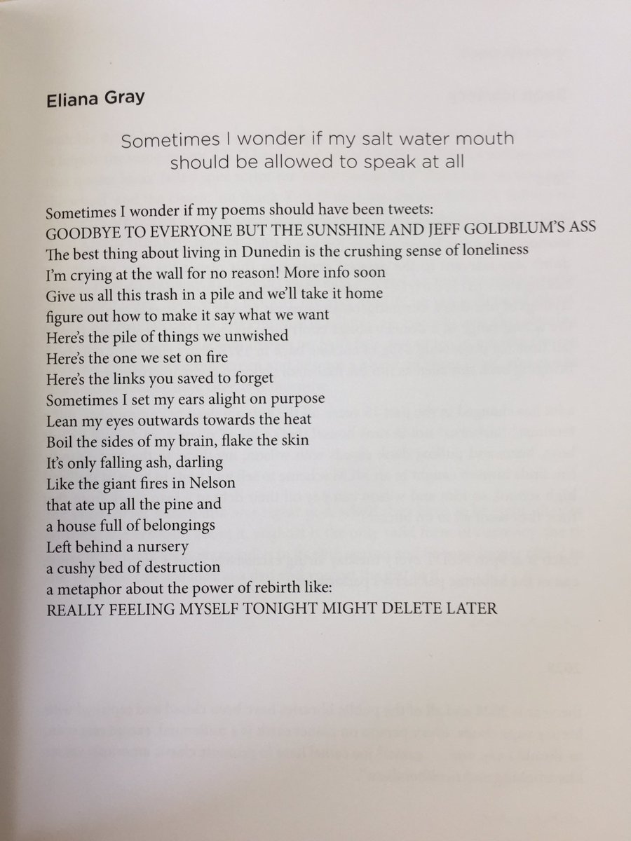 JordanHamel_'s tweet photo. ‘The best thing about living in Dunedin is the crushing sense of loneliness’.  Finally got around to reading the latest @mimicryjournal in its entirety and holy balls the opening poem by @foxfoxxfox is a banger. https://t.co/PZ9eIHhjXw