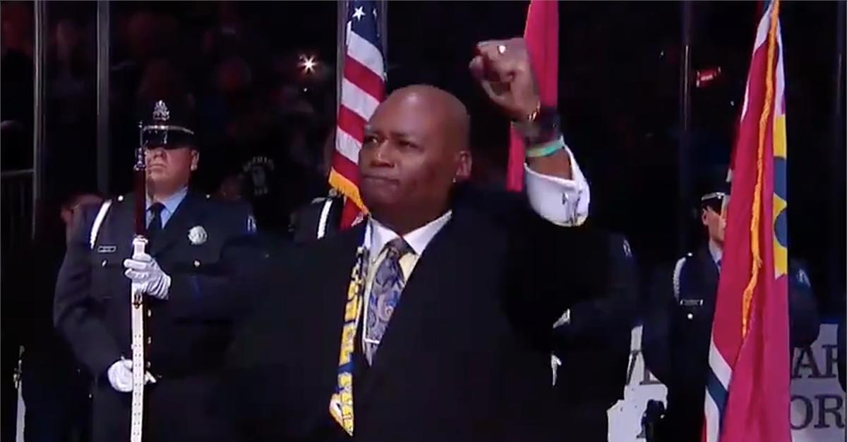 Charles Glenn performed the national anthem for the last time of his