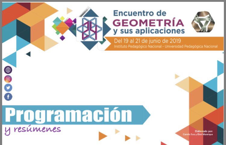EncuentroGeom's tweet photo. 🔹Programación del 24 Encuentro de Geometría y sus Aplicaciones🔹
📕 Actividades académicas
📗 Resúmenes de conferencias, cursillos y comunicaciones
📘 Horarios por día
https://t.co/jvHETCY58I
🔸Se recomienda utilizar @Acrobat en sus dispositivos móviles 📱
#24EGA https://t.co/dFvf9MU9qi