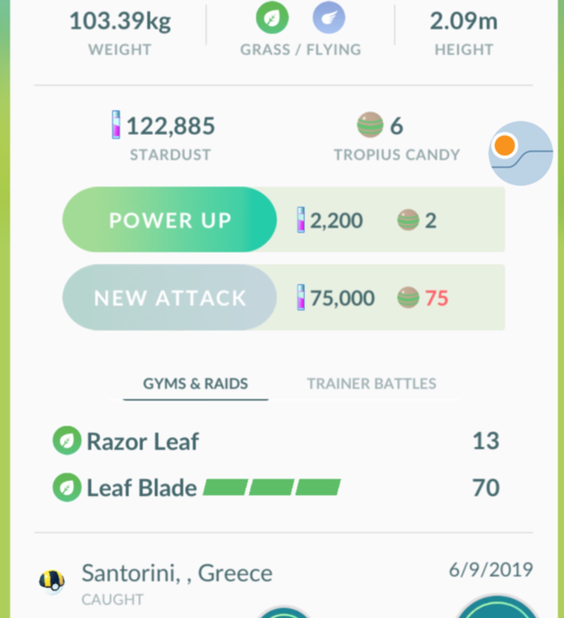 Onepoke トロピウスがギリシャのサントリーニ島でゲット報告 ヨーロッパでありながら アフリカ限定のトロピウスだね 大陸ではなくて 島なのが地域限定のラインになってたのかな T Co 6egfavv1mm ポケモンgo トロピウス 地域限定 ポケモン
