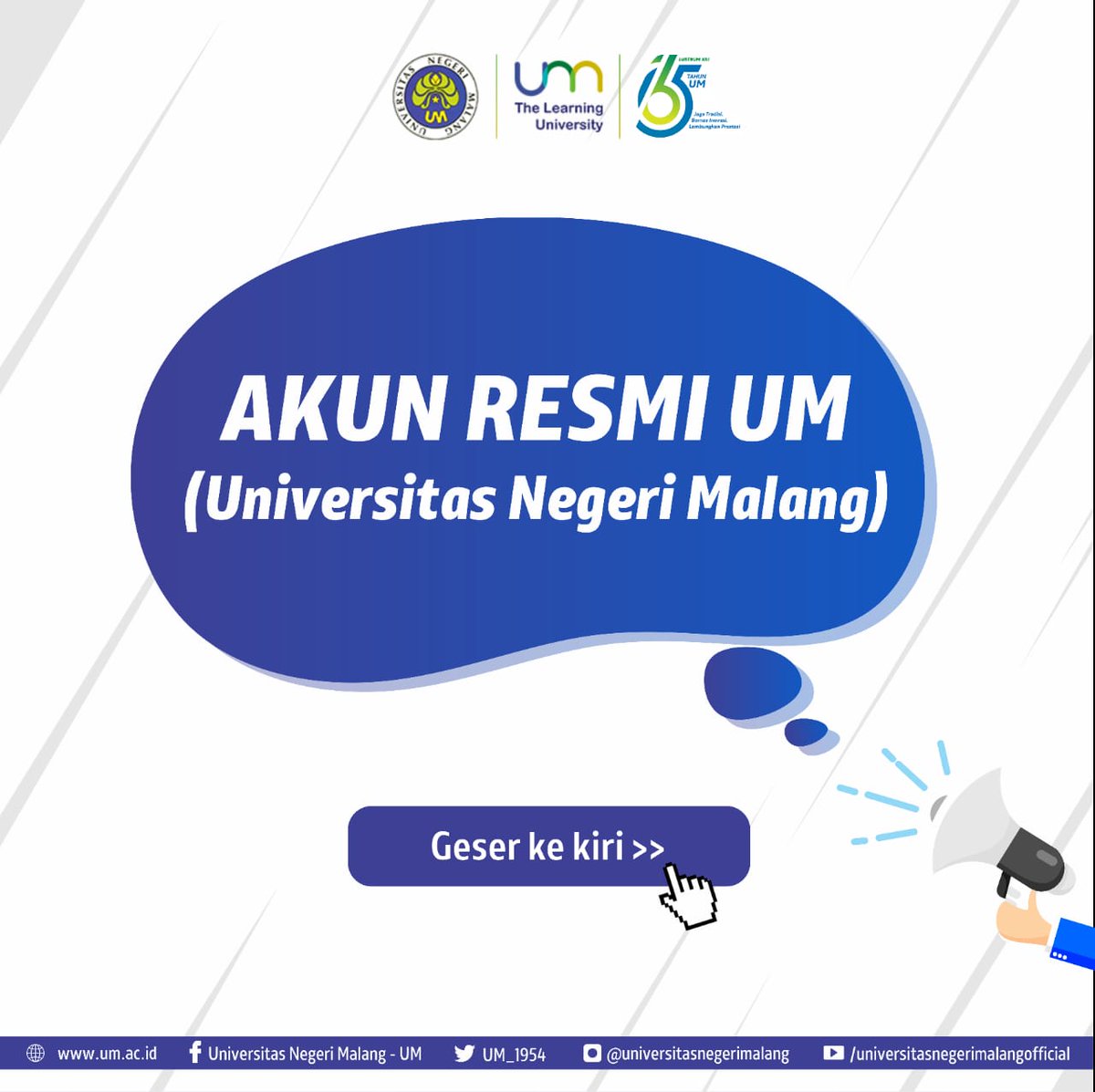 UM_1954's tweet photo. Selamat pagi, #CivitasUM dan Selamat Hari Media Sosial π
Berikut kami informasikan daftar akun resmi di Universitas Negeri Malang (UM).
#InfoUM #TheLearningUniversity #LPTK #Ristekdikti #KampusMalang #mahasiswamalang #HariMediaSosial #HariMedsos #10Juni #HariMediaSosialUM https://t.co/tcJlqppToP