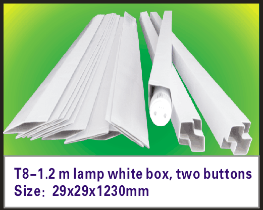 Light tube white box LED neutral box Spot stock
T8-1.2 m lamp white box (for round tube, two-head press)
Specification: 29x29x1230mm
Material: 350g gray bottom board
Affordable, serving every LED lamp manufacturer,  welcome to place an order, can also order a color box