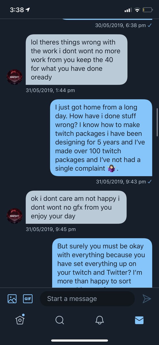 PyrahDesigns's tweet image. *Designers beware*of this guy 
@Hoopsify he isn’t genuine at all he still owes me the remaining £20 for the work i had done him when i was making it him he said everything was spot on his and then he demanded i sent the work upfront without the payment