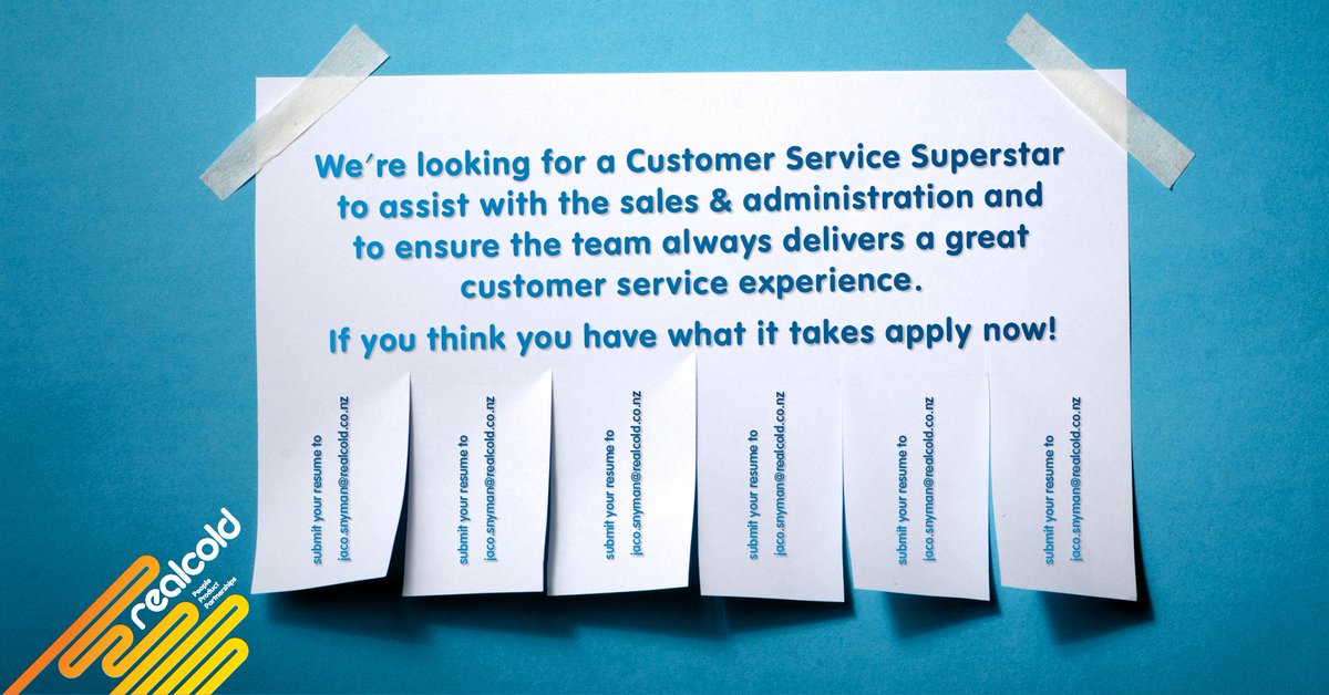 RealcoldNZ's tweet photo. We're looking for a #CustomerService #Superstar to assist with the sales & admin and to ensure the team always delivers a great customer service experience. If u think u have what it takes apply now!
https://t.co/OXxgIXuA2R
#realcold
#newjob
#newcareer
#hvacr
#airconditioning https://t.co/9qA8VGW1Jl