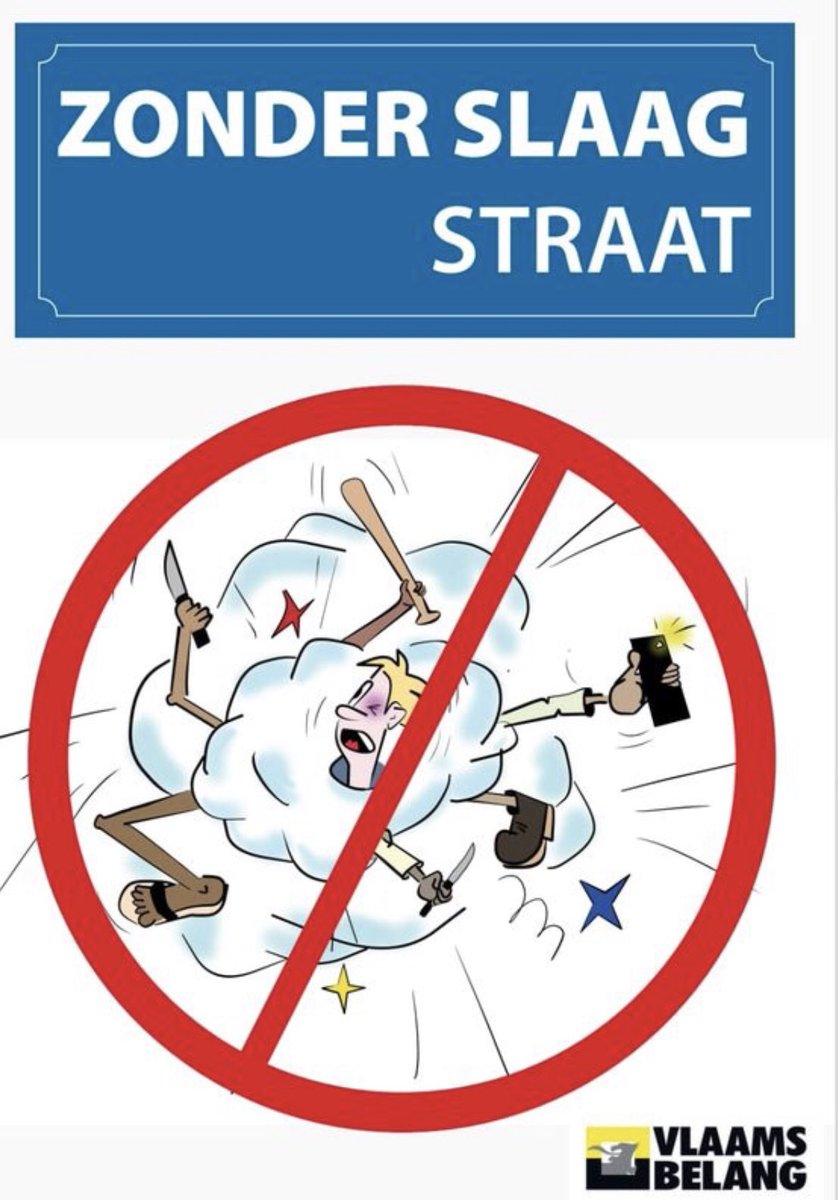 FDW_VB's tweet photo. ‘Zonder Slaag Straat’-affiches van @Vl_BelangAalst 👍🏻 ‘Iedere Aalstenaar die de vervreemding, islamisering, verbrusseling en onveiligheid kritisch bekijkt, wordt vandaag als racist versleten. Wij zijn gastvrij maar niet gek!”, zegt #SteveHerman (VB). https://t.co/Wvyyss7uVc https://t.co/3N2D42gFGh