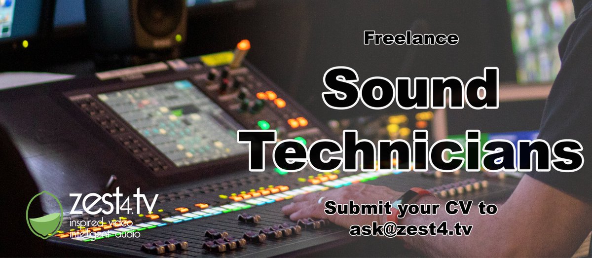Zest4tv's tweet photo. Are you looking to be part of high-profile live events and broadcasts across the #UK and #Europe?
We are looking for #freelance #SoundTechnicians to join our team. Send us your #CV
#SoundTech #Broadcast #OB #Audio #BroadcastAudio #LiveEvents #soundtech #soundtechlife #Dante https://t.co/23WVhCKDul