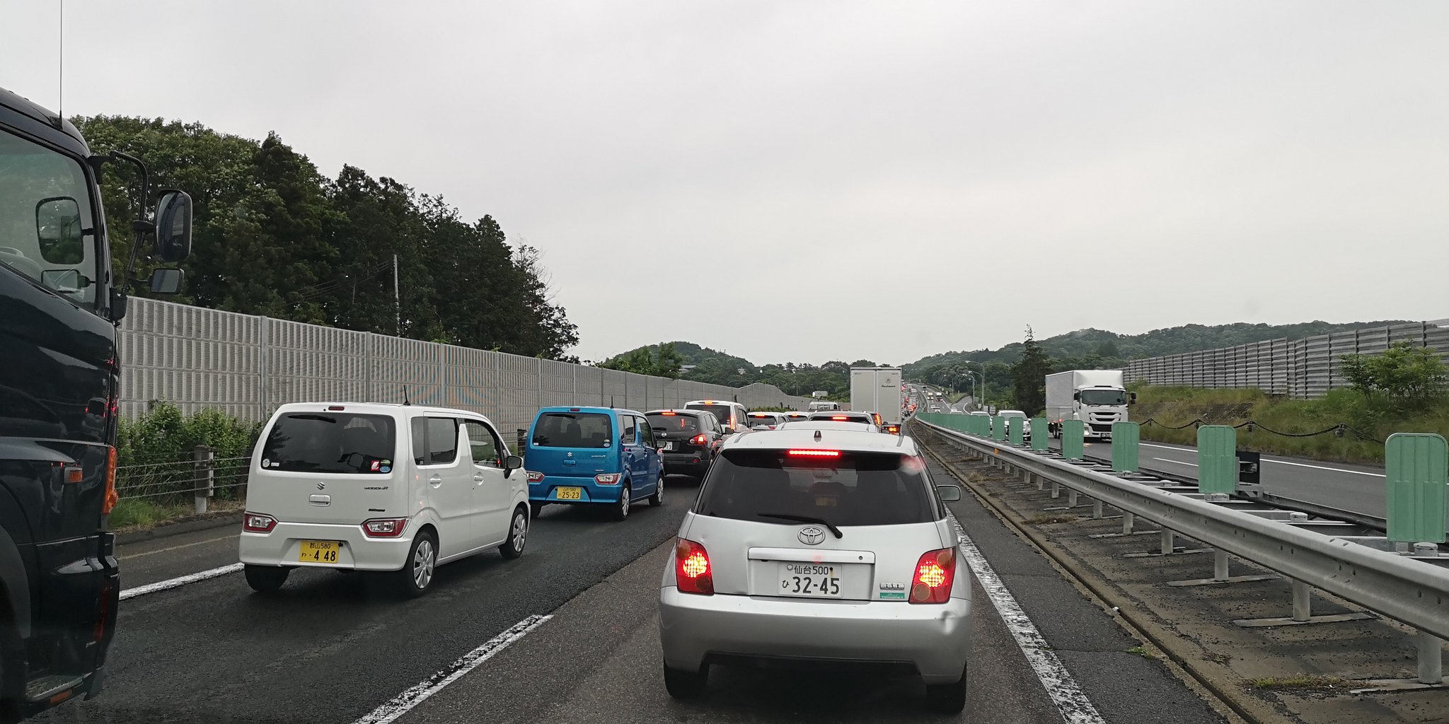 東北道上りの本宮IC～郡山IC間で事故が起き渋滞が発生している画像