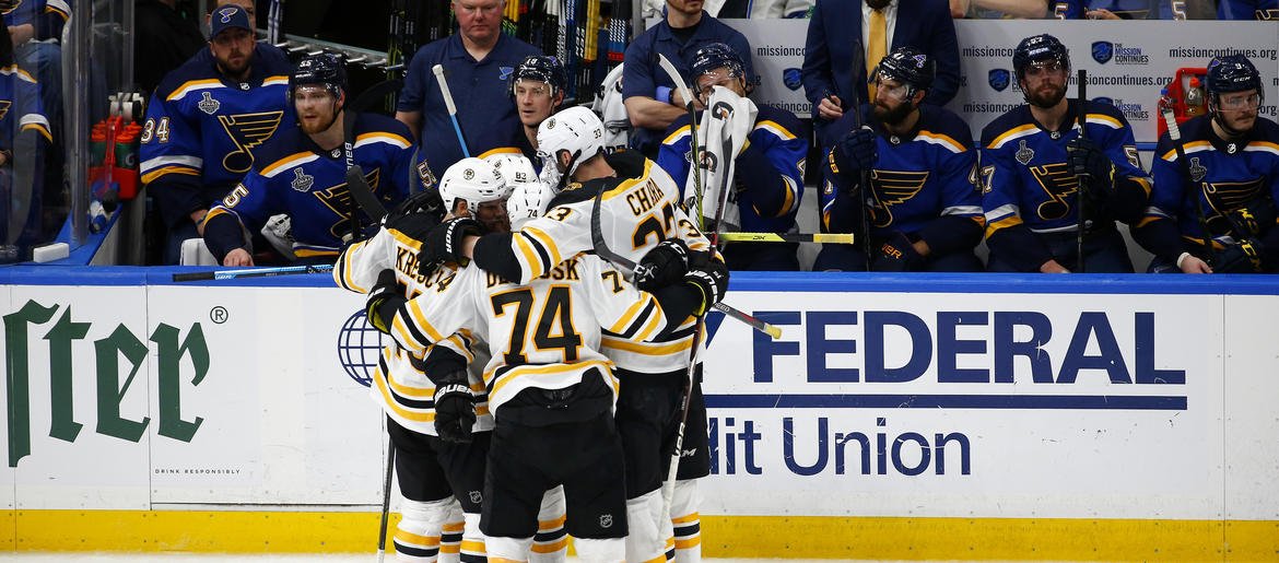 WEEI's tweet photo. Photos: Scenes from Bruins' Game 6 win over Blues https://t.co/FkmC5YsJT1 https://t.co/cbB5NjLLK7