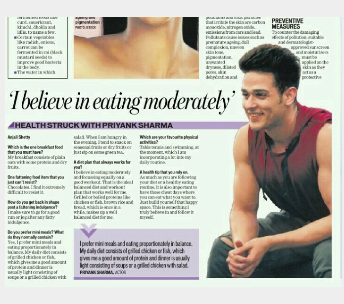 'I believe in eating 
   moderately.'- @ipriyanksharmaa 

Health struck
   with 💪 #PriyankaSharma ...📰