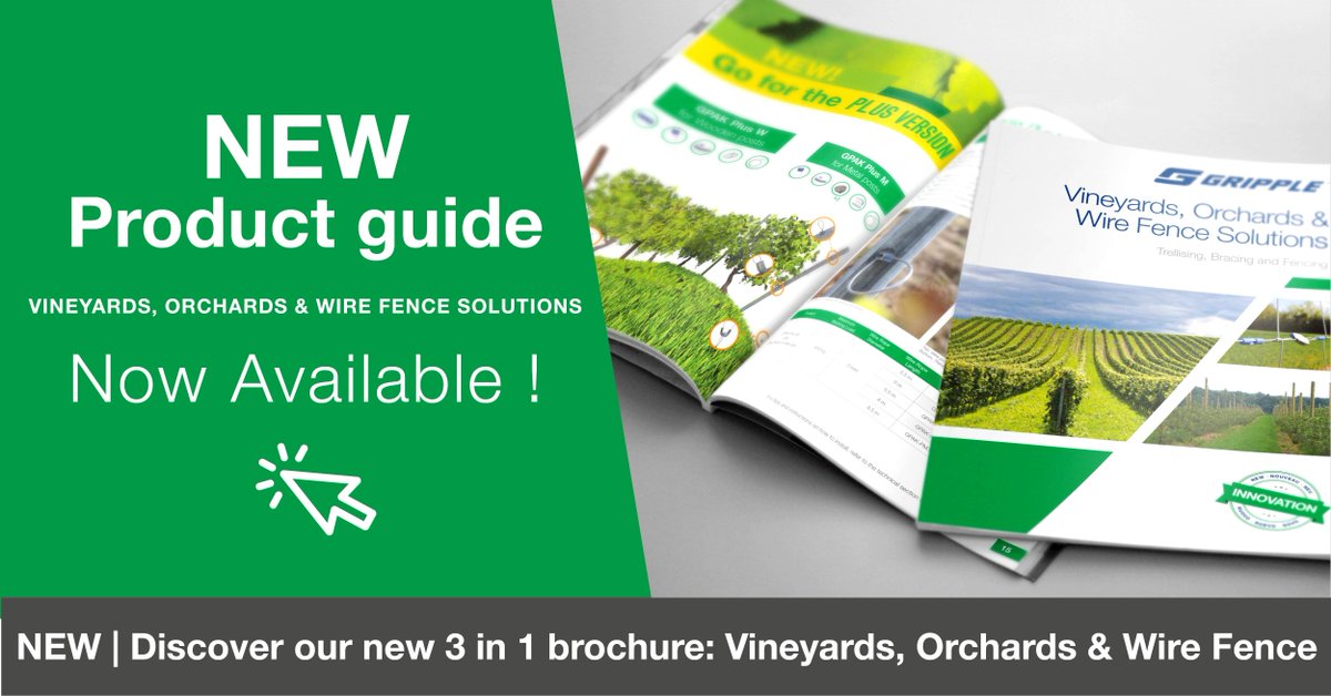 GrippleEU's tweet photo. [New] Discover our new brochure: Vineyards, Orchards &amp; Wire Gence. #Agriculture

Take a look: https://t.co/Orz71dKjKN https://t.co/Me2BDQiXAq