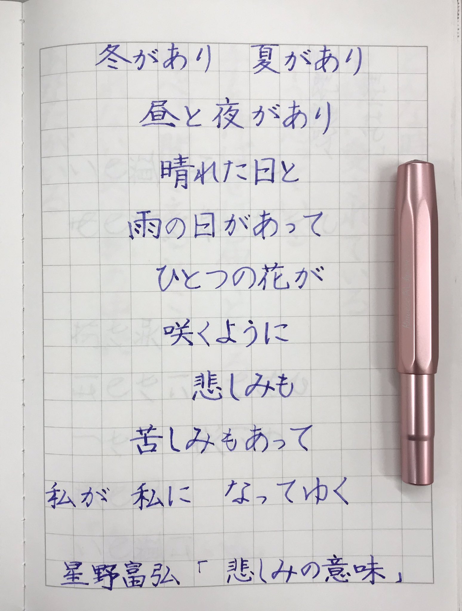 تويتر 朝比奈斎 على تويتر 女声合唱 なかにしあかね 星野富弘 悲しみの意味 手書き 書写 万年筆 Kaweco まだ筆下ろし不足なのかだんだん苦しい書き方が 内容とリンクw Kaweco サクラルーセント T Co 5apn5dthv5