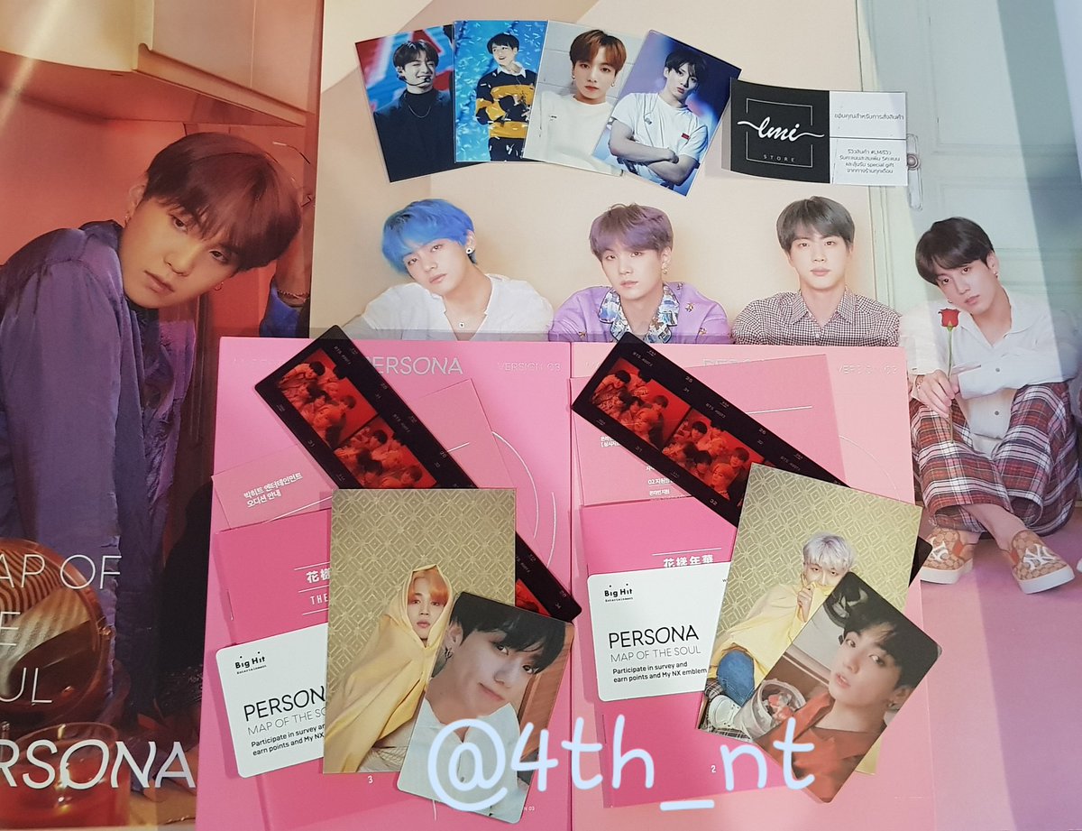 4th_nt's tweet photo. ได้รับของแล้วค่าา💜💜💜 ซื้อบั้มมาลุ้นการ์ดเองจองกุกไม่ค่อยมาหาเลย แม่ค้าเปิดเจอตั้ง3บั้มแหนะ ขอดวงหน่อยค่ะ😂 ขอบคุณสำหรับของแถมนะคะ🥰 #LMiรีวิว https://t.co/1Js699Hfyx