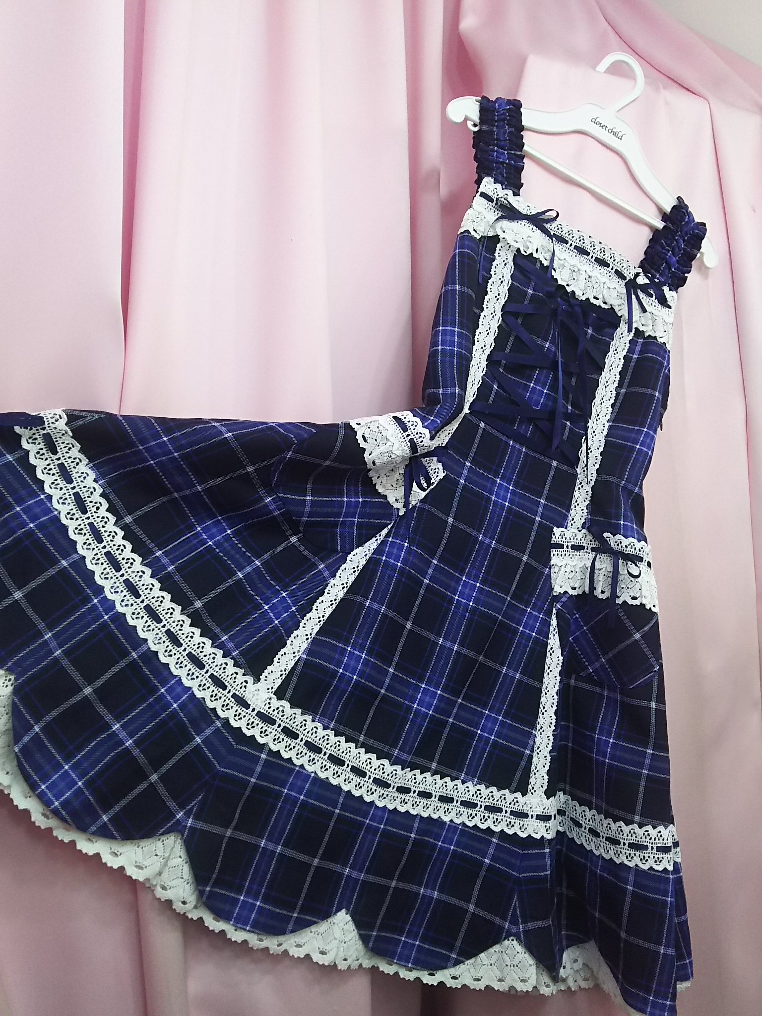 ≪ロングセラー≫ 裾スカラップタータンチェックジャンパースカート 裾