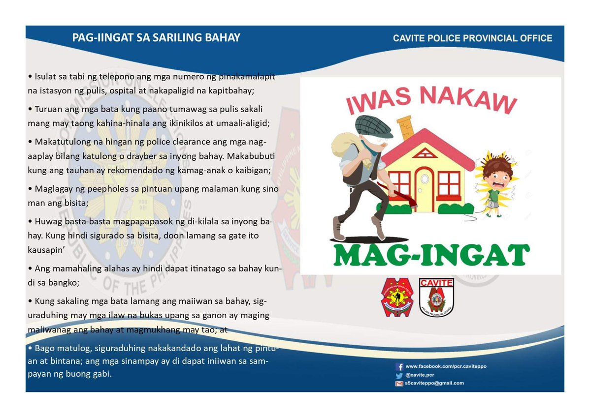 Mag-ingat palagi sa mga magnanakaw
Ireport sa 0916-986-0679 <a href="/caviteppo/">Cavite Police Provincial Office- PIO</a> <a href="/Police4a/">Regional Community Affairs & Development Div. 4A</a>