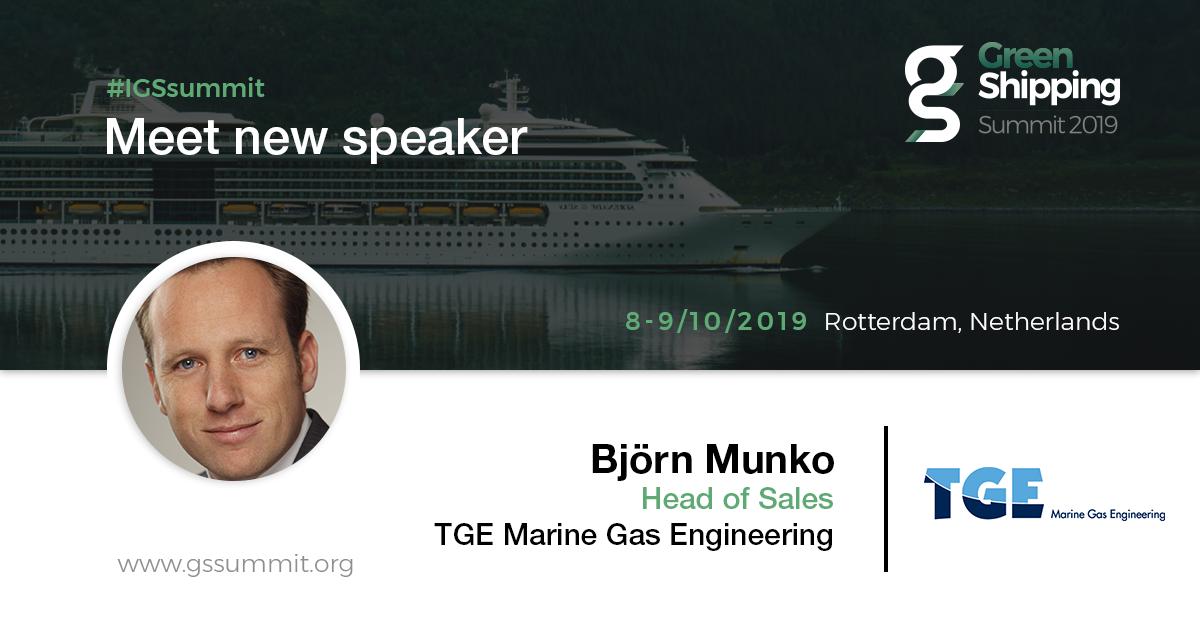 GreenMaritime's tweet photo. Don’t miss your chance to learn from Björn Munko, Head of Sales at TGE Marine Gas Engineering, at the 4th #IGSsummit! To hear his presentation, all you need to do is get a ticket to the event in Rotterdam, held on 8-9 October. 
Click here to register: https://t.co/9IB8EMi3Gk https://t.co/HIgNUDotjs
