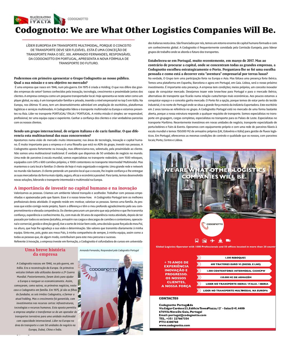 Codognotto Portugal is on the news once again! 
A prestigious recognition of our professionalism.

Are you a carrier looking for a new cooperation?
It is time to contact us! marketing@codognotto.com

#transports #logistics #innovation #seeyouinthefuture #italiaportugal