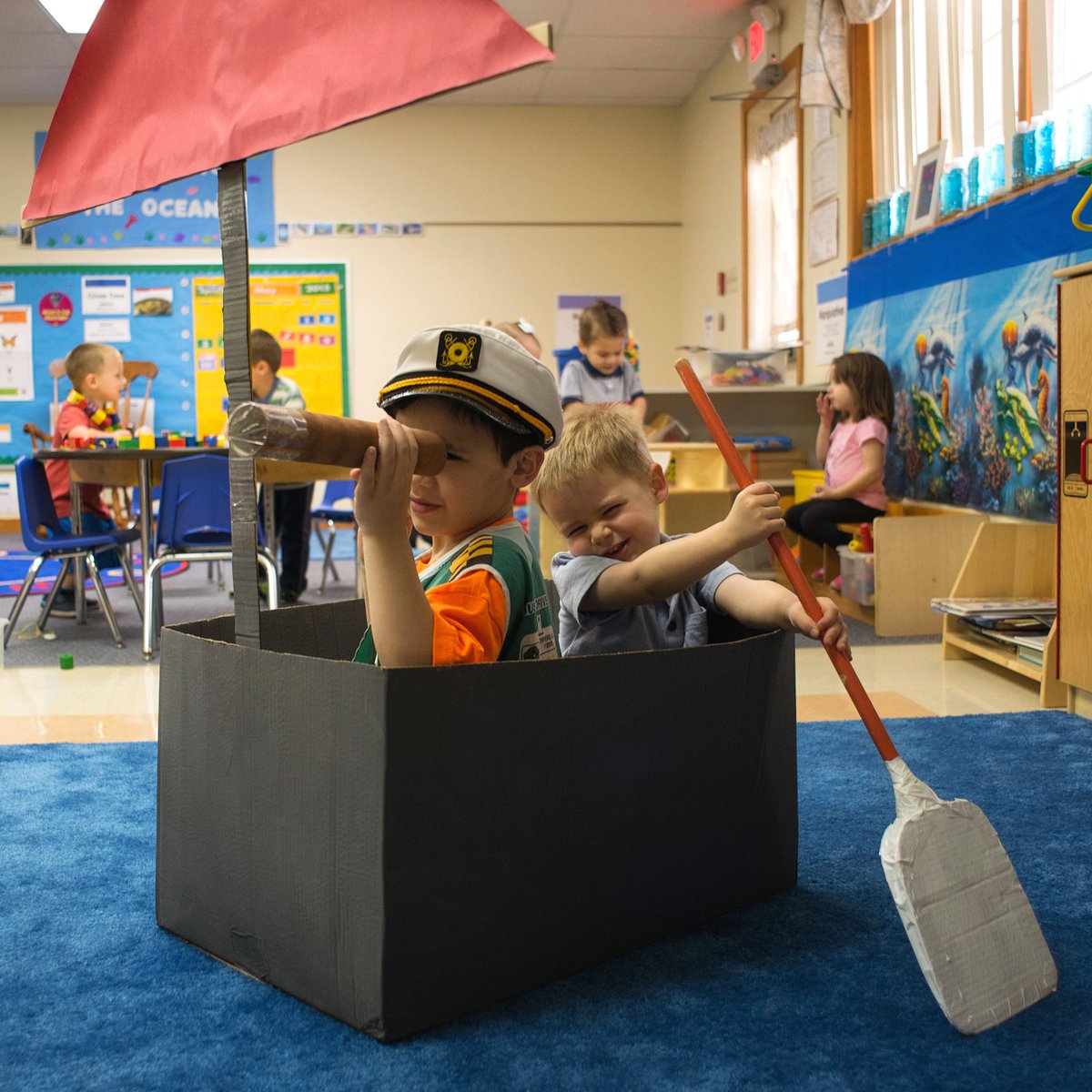 Whether playing make-believe with friends in the #dramaticplay center, building a tower in the construction center or conducting an experiment in the science center, your #preschooler will have fun developing skills as they move throughout our classroom.