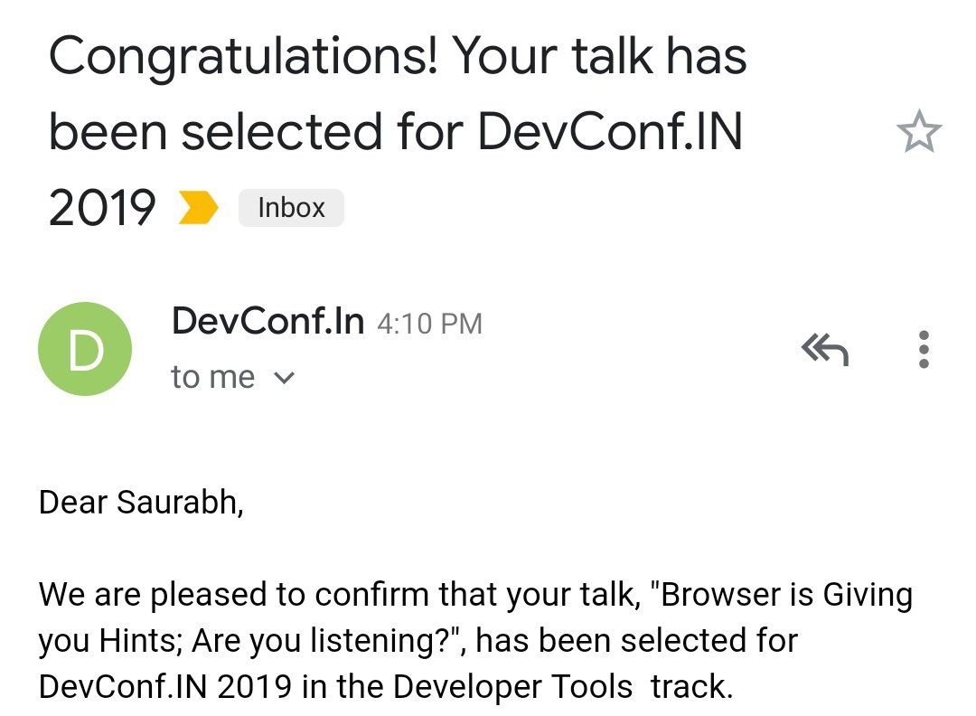 saurabh_badhwar's tweet image. Confirmation is in :D
Will be presenting @devconf_in 

Join me to know more about how to measure the performance of your web applications and improve the user experience for your users :)

#devconf_in