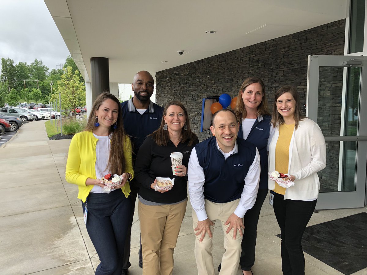 AtriCureCEO's tweet photo. No better way to start the week than greeting the @AtriCure team with @MartysWaffles and a huge THANK YOU for voting us a @TopWorkplaces in Cincinnati! This group is outstanding! @Enquirer #workplaceculture @PappaPriv @andywadecpa @Tonyaaus https://t.co/z8BkUsDcue