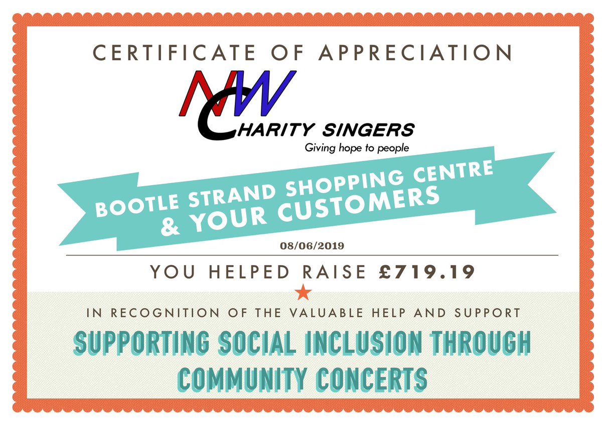 NWCSingers's tweet photo. Can we say a BIG THANK YOU to Strand Shopping Centre the Staff and all your wonderful customers in helping us raise £719.19 on Saturday @AccessNW_Radio @smiletlc @Zoes_Place @TheBrainCharity @LiverpoolHosp @banjoukuleles @greenoakswidnes @snellyradio @PeteCityPrice @RogersPhoneIn https://t.co/JoRI17PVKB
