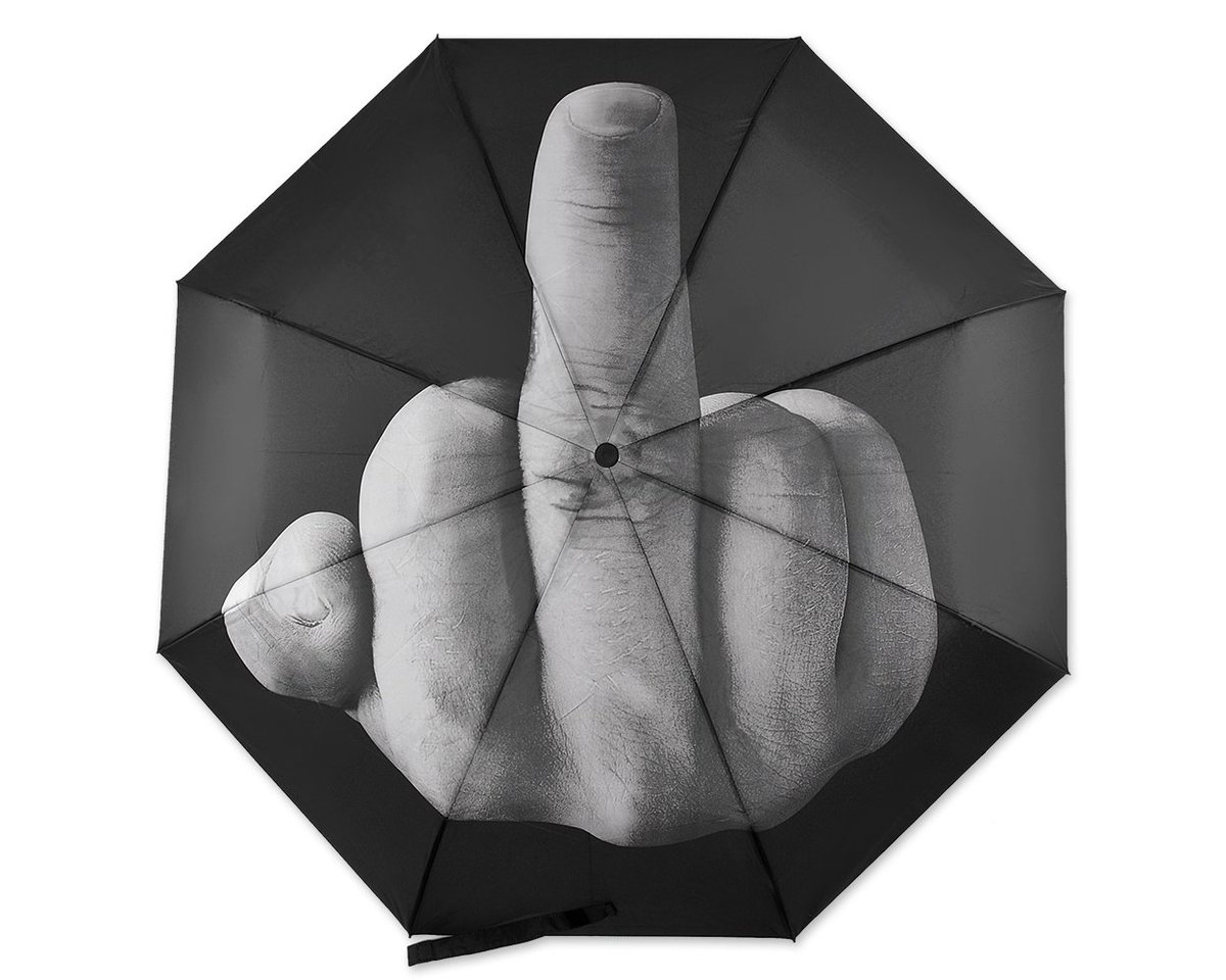 This sun umbrella features middle finger design, showing off your unique personality, ideal novelty gift for your friends . This compact umbrella with folding design is lightweight and portable. Diameter approx 94cm; Weight approx 0.3kg. <a href="/TomEeKr/">T. E. K.</a>  locoliquids.com/MiddleFingerUm…