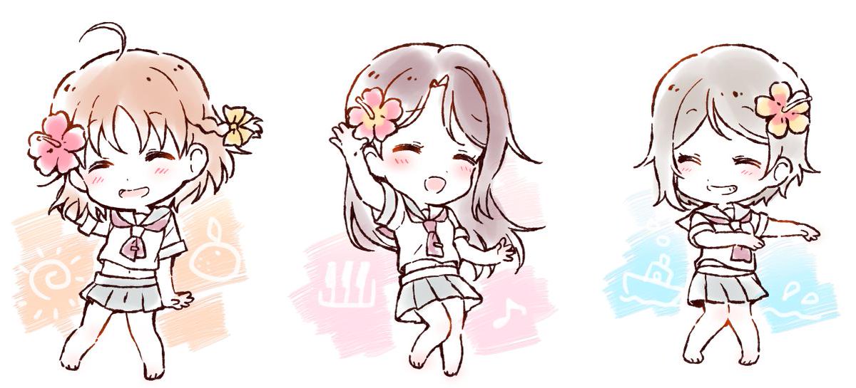 桜内梨子 ,高海千歌 ,渡辺曜 「https://t.co/Jinvbq8qHk
サンシャイン!!アロハシャツ!途」|赤目🦔Skeb：３件のイラスト