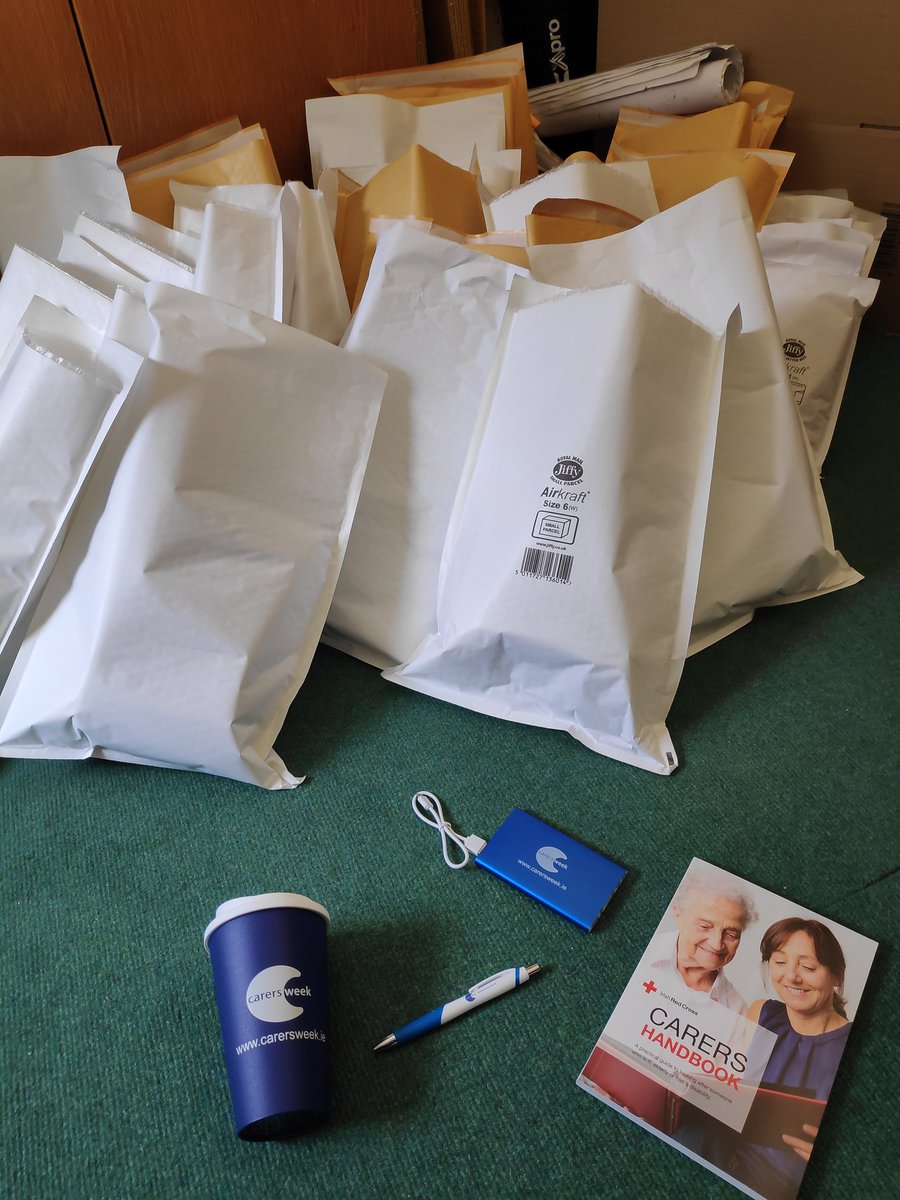 Just finished preparing goodie bags for Family Carers across Ireland. Competitions continue throughout the week via FB NationalCarersWeek #CarersWeek