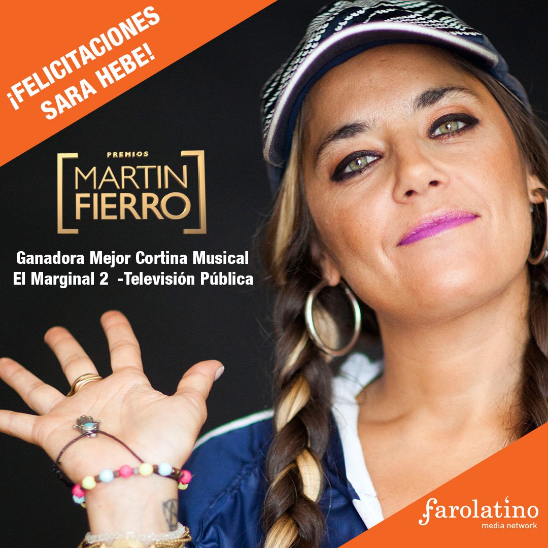 FaroLatino's tweet image. ¡Felicitaciones a @sarahebeok por su premio #MartinFierro2019 a Mejor Cortina Musical por #elmarginal en #elmarginal2 de #televisionPublica