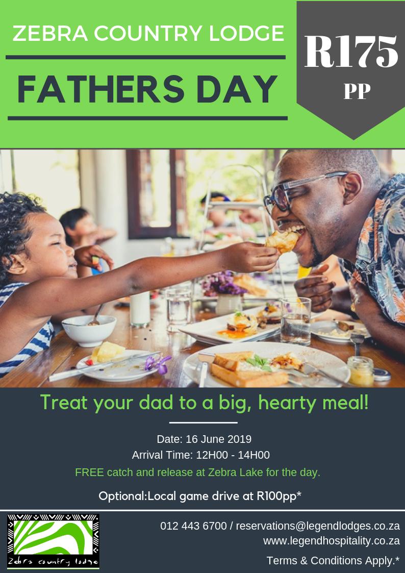 LegendResorts's tweet photo. Spoil your dad this fathers day with a hearty meal @ZebraCountryl 

Only R175 per person https://t.co/tyksnNDhEe